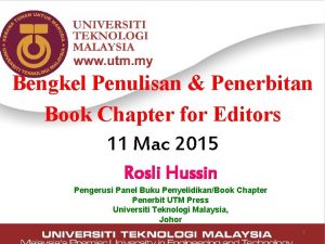 Bengkel Penulisan Penerbitan Book Chapter for Editors 11