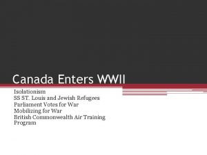 Canada Enters WWII Isolationism SS ST Louis and