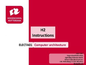 H 2 Instructions ELECTA 01 Computer architecture ELECTA