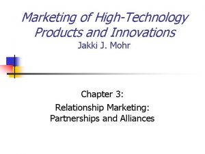 Marketing of HighTechnology Products and Innovations Jakki J