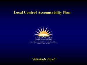 Local Control Accountability Plan Students First LCAP The