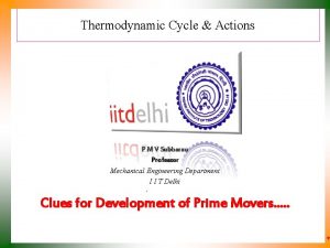 Thermodynamic Cycle Actions P M V Subbarao Professor