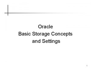 Oracle Basic Storage Concepts and Settings 1 Objectives