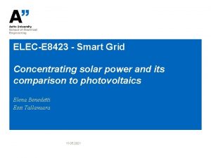ELECE 8423 Smart Grid Concentrating solar power and