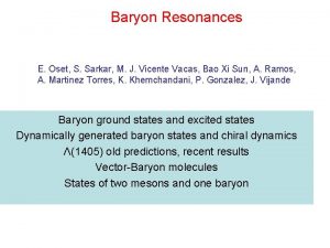 Baryon Resonances E Oset S Sarkar M J