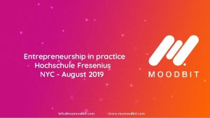 Entrepreneurship in practice Hochschule Fresenius NYC August 2019