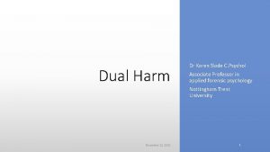 Dual Harm Dr Karen Slade C Psychol Associate