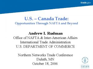 U S Canada Trade Opportunities Through NAFTA and