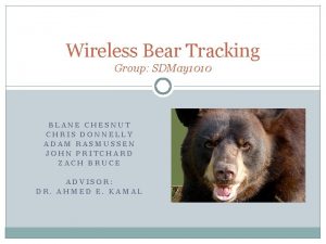 Wireless Bear Tracking Group SDMay 1010 BLANE CHESNUT