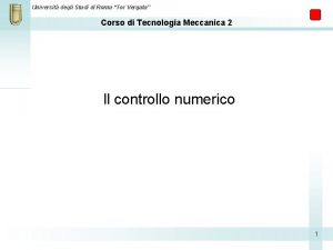 Universit degli Studi di Roma Tor Vergata Corso