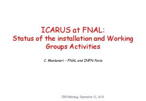 ICARUS at FNAL Status of the installation and