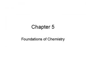 Chapter 5 Foundations of Chemistry Chemistry and Matter