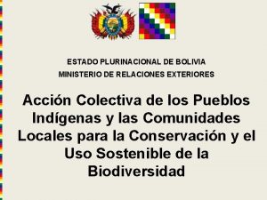 ESTADO PLURINACIONAL DE BOLIVIA MINISTERIO DE RELACIONES EXTERIORES