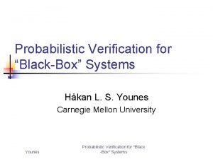 Probabilistic Verification for BlackBox Systems Hkan L S