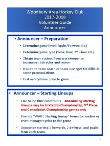 Woodbury Area Hockey Club 2017 2018 Volunteer Guide