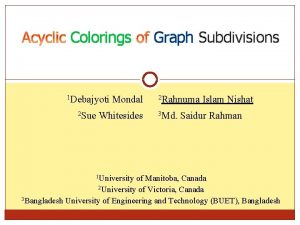 Colorings 1 Debajyoti 2 Sue Mondal Whitesides 1