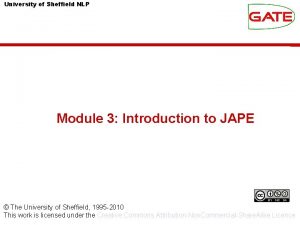 University of Sheffield NLP Module 3 Introduction to