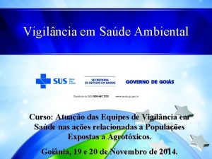 Vigilncia em Sade Ambiental Curso Atuao das Equipes