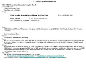 CL MIMO operation scenarios IEEE 802 16 Presentation