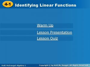 4 1 Identifying Linear Functions Warm Up Lesson