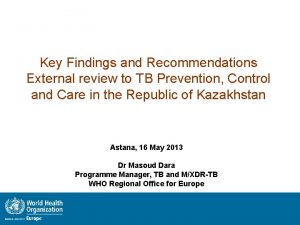 Key Findings and Recommendations External review to TB