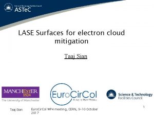 LASE Surfaces for electron cloud mitigation Taaj Sian