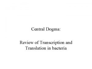 Central Dogma Review of Transcription and Translation in