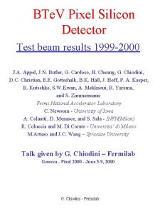 BTe V Pixel Silicon Detector Test beam results