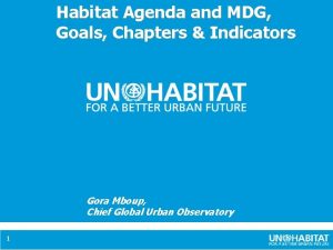 Habitat Agenda and MDG Goals Chapters Indicators Gora