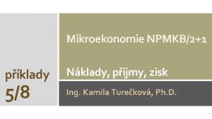 Mikroekonomie NPMKB21 pklady 58 Nklady pjmy zisk Ing