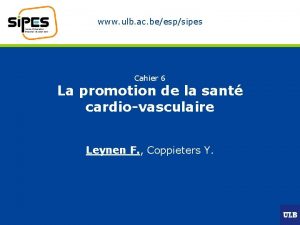 www ulb ac beespsipes Cahier 6 La promotion