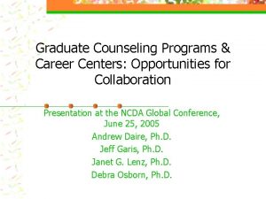 Graduate Counseling Programs Career Centers Opportunities for Collaboration