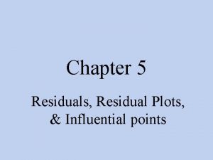 Chapter 5 Residuals Residual Plots Influential points Residuals