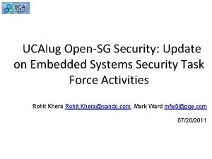 UCAIug OpenSG Security Update on Embedded Systems Security