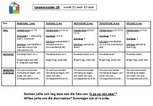 Lessenrooster 1 D week 11 mei 15 mei