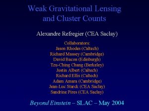 Weak Gravitational Lensing and Cluster Counts Alexandre Refregier