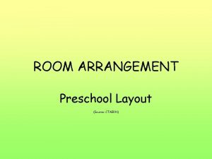 ROOM ARRANGEMENT Preschool Layout Source CTAERN ACTIVITY The