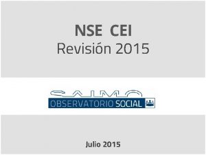 NSE CEI Revisin 2015 Julio 2015 Indicadores de