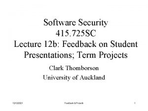 Software Security 415 725 SC Lecture 12 b