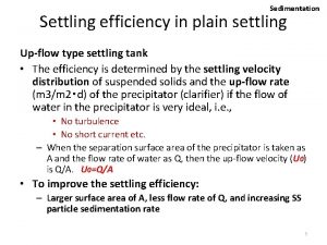 Sedimentation Settling efficiency in plain settling Upflow type