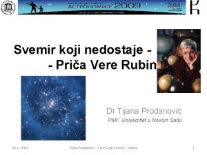 Svemir koji nedostaje Pria Vere Rubin Dr Tijana