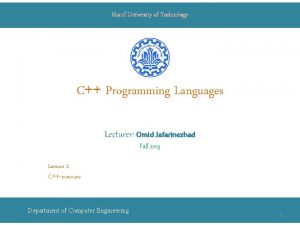 Sharif University of Technology C Programming Languages Lecturer