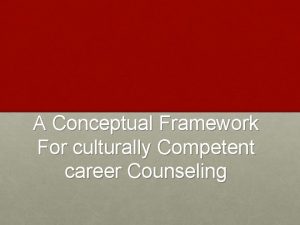 A Conceptual Framework For culturally Competent career Counseling