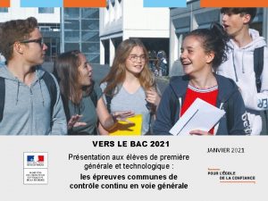 VERS LE BAC 2021 Prsentation aux lves de