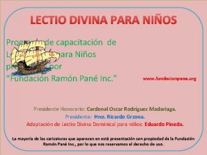 LECTIO DIVINA PARA NIOS Programa de capacitacin de