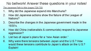 No bellwork Answer these questions in your notes