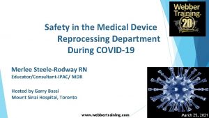 1 Safety in the Medical Device Reprocessing Department