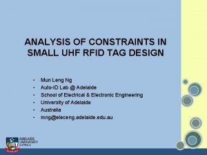 ANALYSIS OF CONSTRAINTS IN SMALL UHF RFID TAG