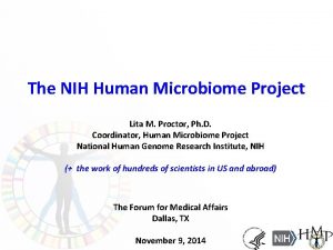 The NIH Human Microbiome Project Lita M Proctor