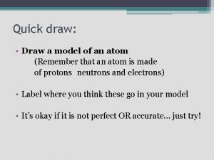 Quick draw Draw a model of an atom